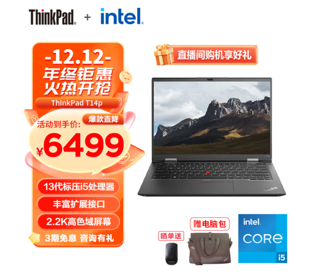 聯(lián)想/LENOVO  便攜式計(jì)算機(jī)   T14p 2023  14英寸便攜式筆記本電腦【i5-13500H】16GB  512GB 00CD